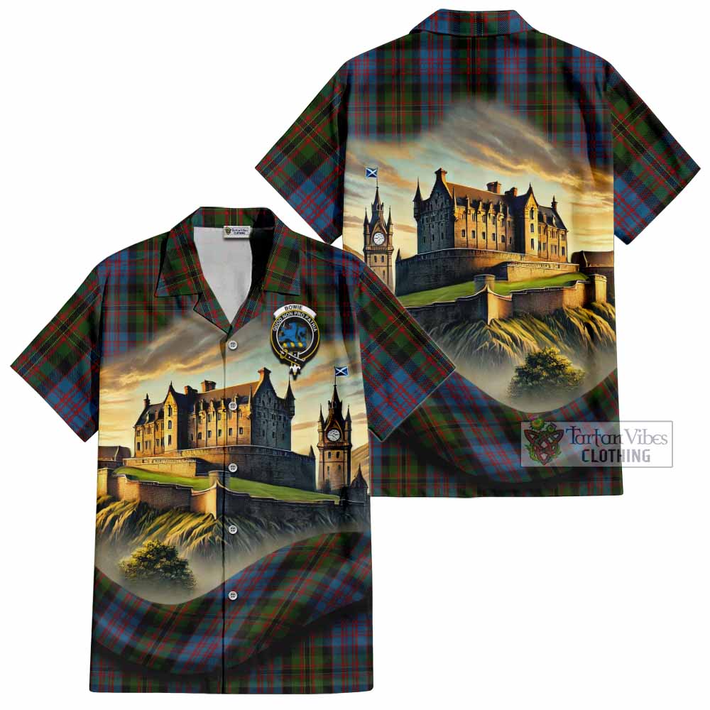 Bowie Tartan Family Crest Hawaiian Shirt with Scottish Ancient Castle Style - Tartan Vibes Clothing