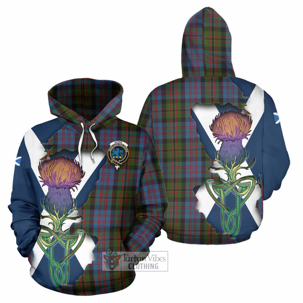 Tartan Vibes Clothing Bowie Tartan Family Crest Hoodie Scottish Thistle Celtic Inspired