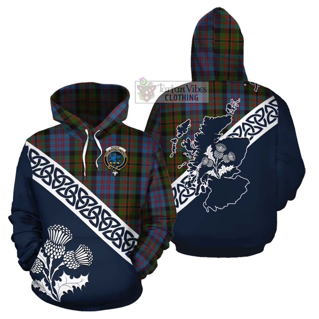 Bowie Tartan Cotton Hoodie Featuring Thistle and Scotland Map Zip Hoodie - Tartan Vibes Clothing