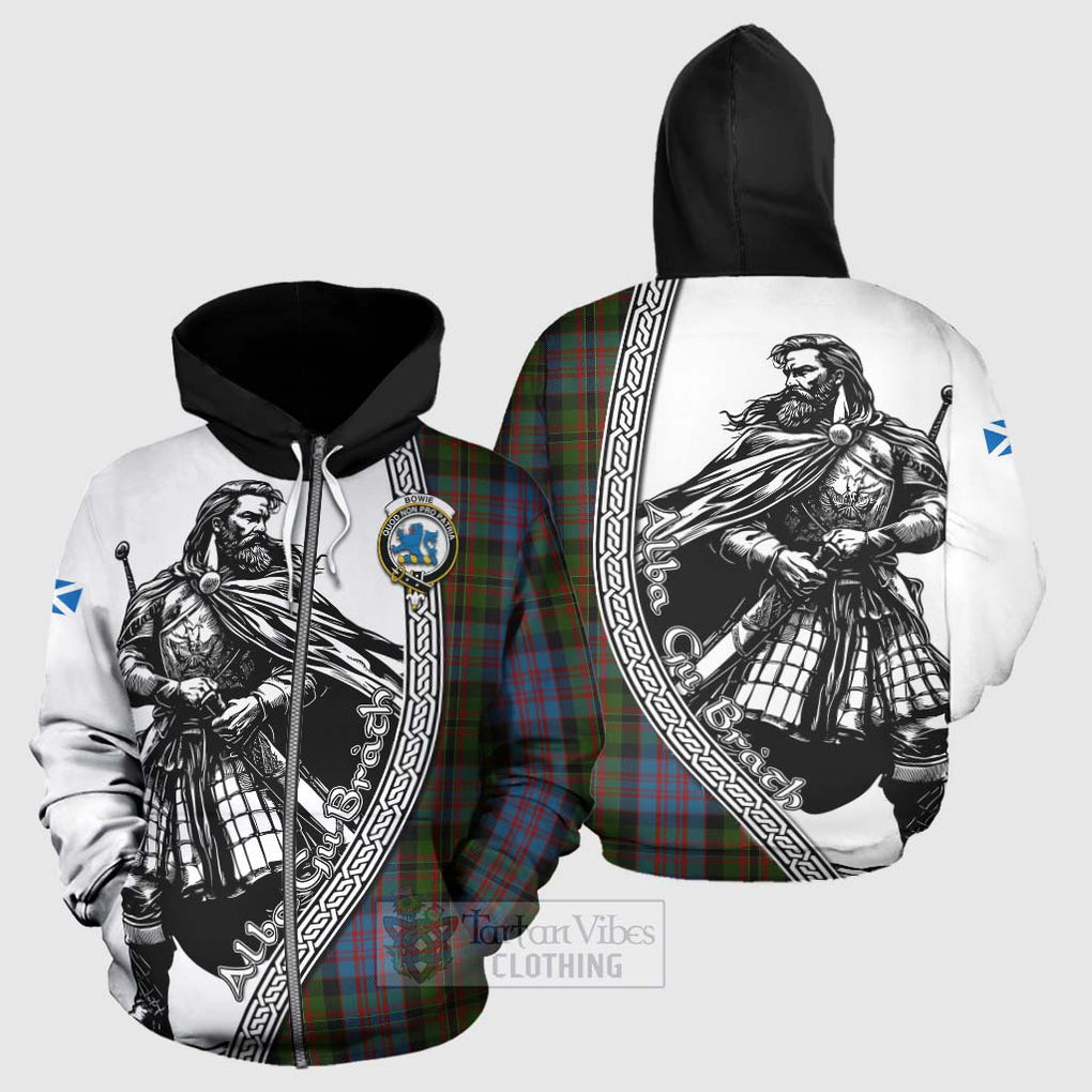 Bowie Tartan Clan Crest Hoodie with Highlander Warrior Celtic Style - Tartan Vibes Clothing