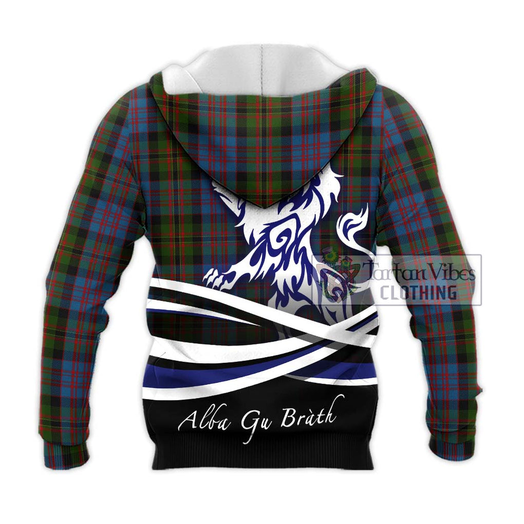 Bowie Tartan Knitted Hoodie with Alba Gu Brath Regal Lion Emblem - Tartan Vibes Clothing