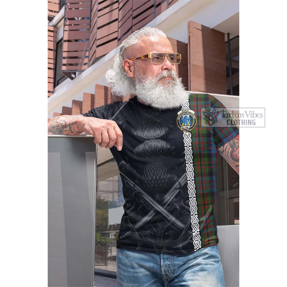 Bowie Tartan Cotton T-shirt with Family Crest Cross Sword Thistle Celtic Vibes - Tartan Vibes Clothing