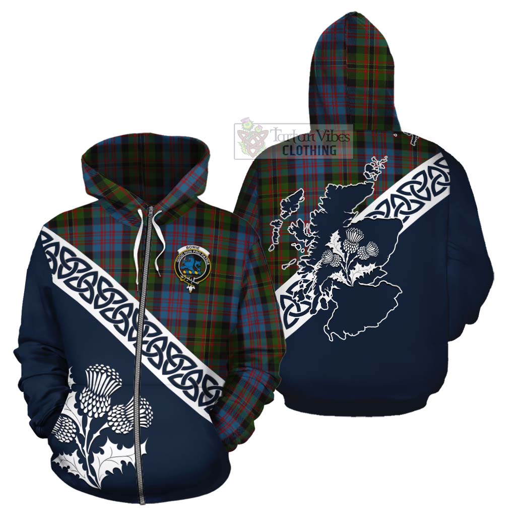 Bowie Tartan Cotton Hoodie Featuring Thistle and Scotland Map - Tartan Vibes Clothing