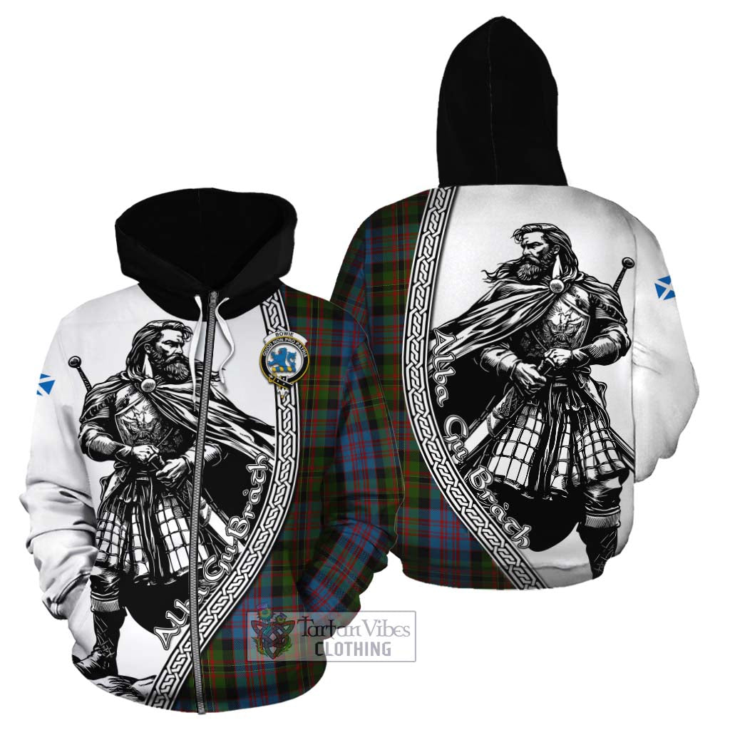 Bowie Tartan Clan Crest Cotton Hoodie with Highlander Warrior Celtic Style - Tartan Vibes Clothing