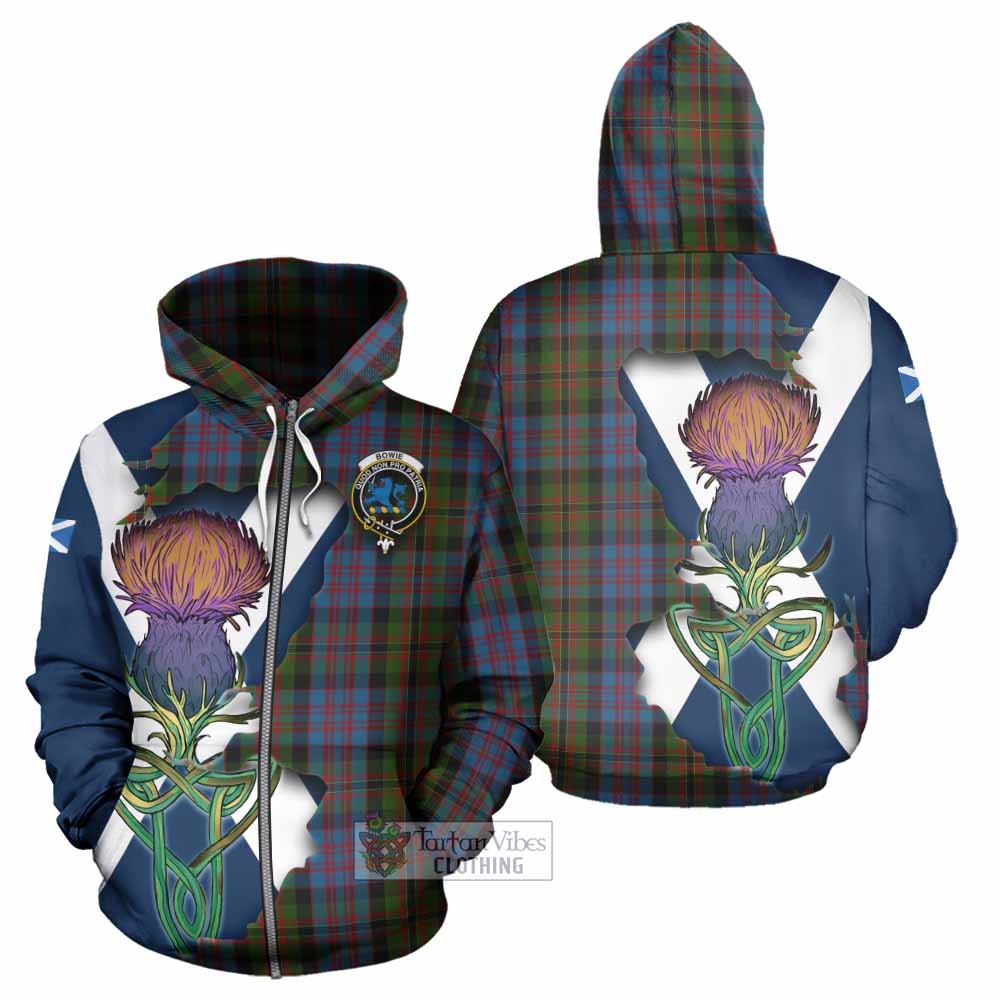 Tartan Vibes Clothing Bowie Tartan Family Crest Hoodie Scottish Thistle Celtic Inspired