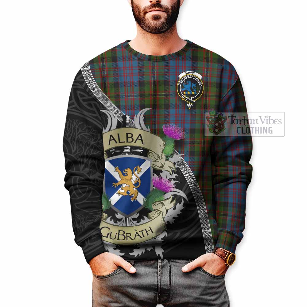 Bowie Tartan Family Crest Sweatshirt Lion Rampant Royal Thistle Shield Celtic Inspired - Tartan Vibes Clothing
