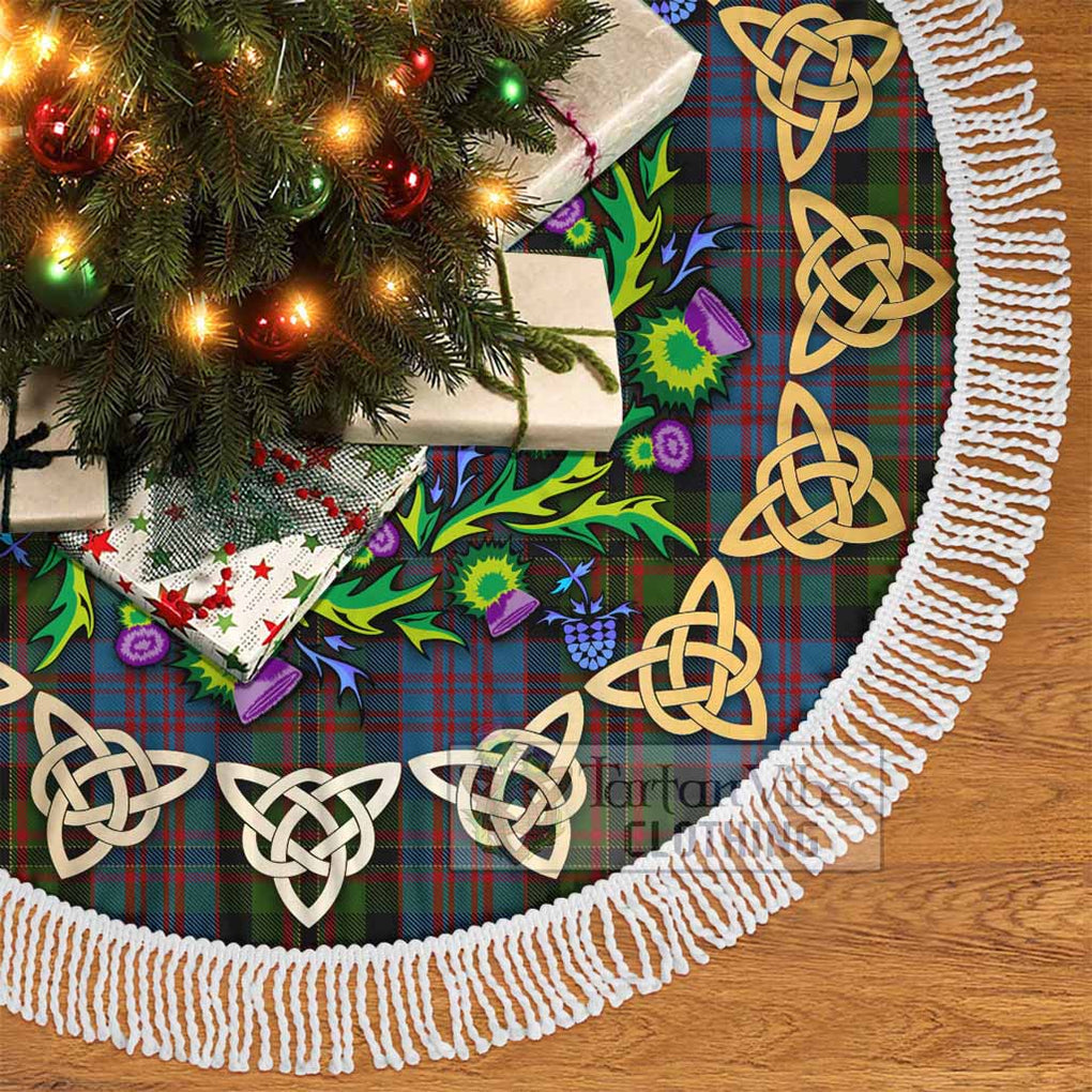 Bowie Tartan Christmas Tree Skirt with Thistle Celtic Knot Style - Tartan Vibes Clothing
