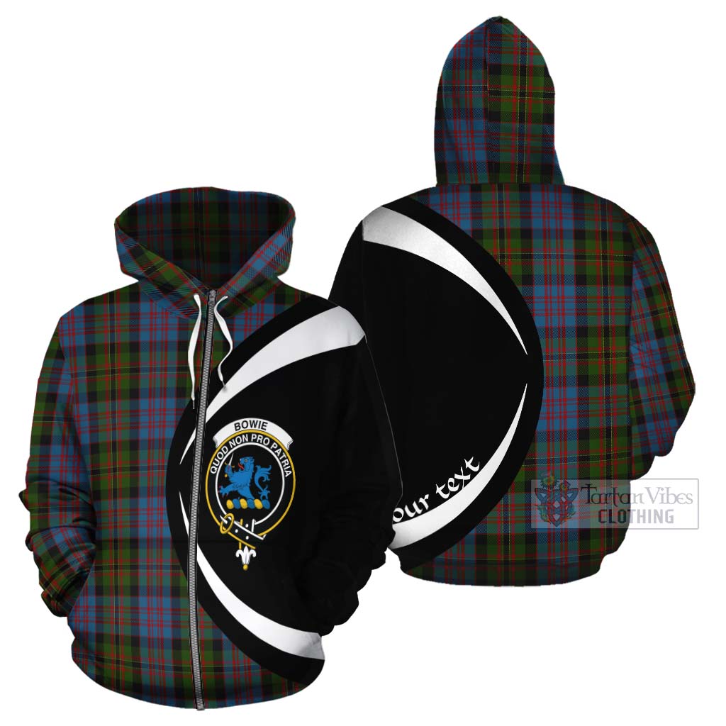 Bowie Tartan Cotton Hoodie with Family Crest Circle Style - Tartan Vibes Clothing
