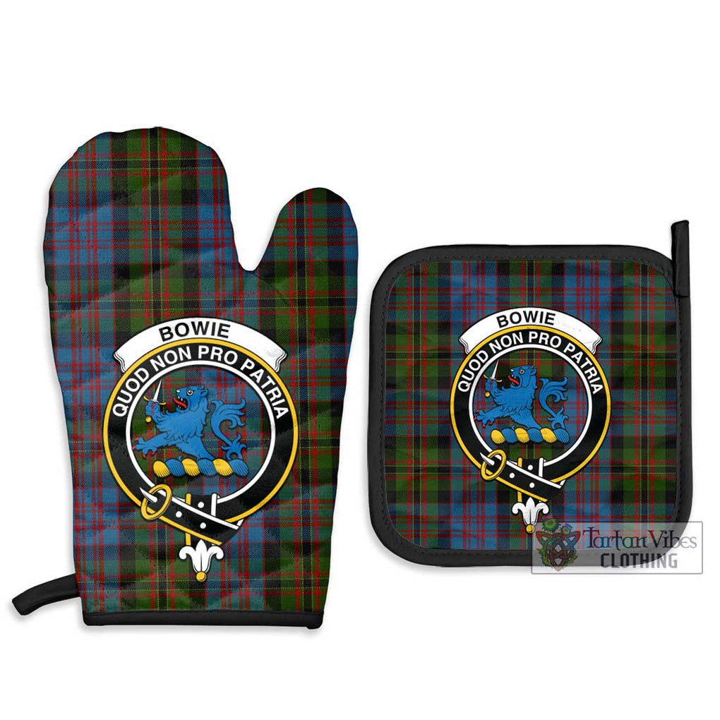 Bowie Tartan Combo Oven Mitt & Pot-Holder with Family Crest - Tartan Vibes Clothing