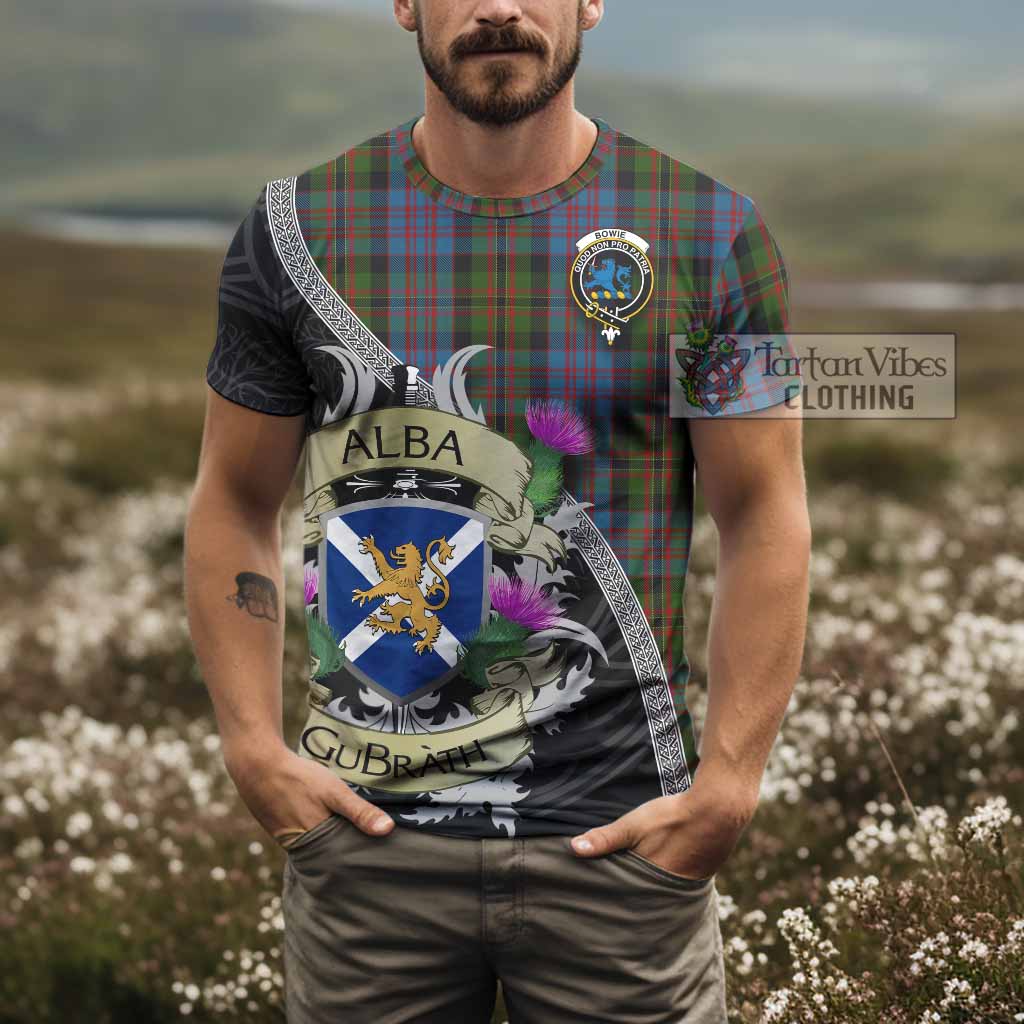 Bowie Tartan Family Crest T-Shirt Lion Rampant Royal Thistle Shield Celtic Inspired - Tartan Vibes Clothing