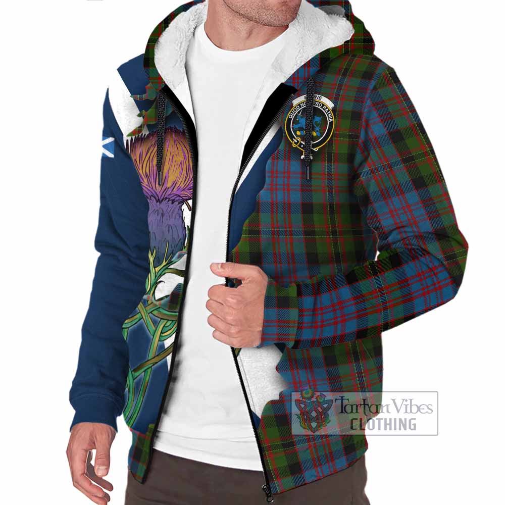 Tartan Vibes Clothing Bowie Tartan Family Crest Sherpa Hoodie Scottish Thistle Celtic Inspired