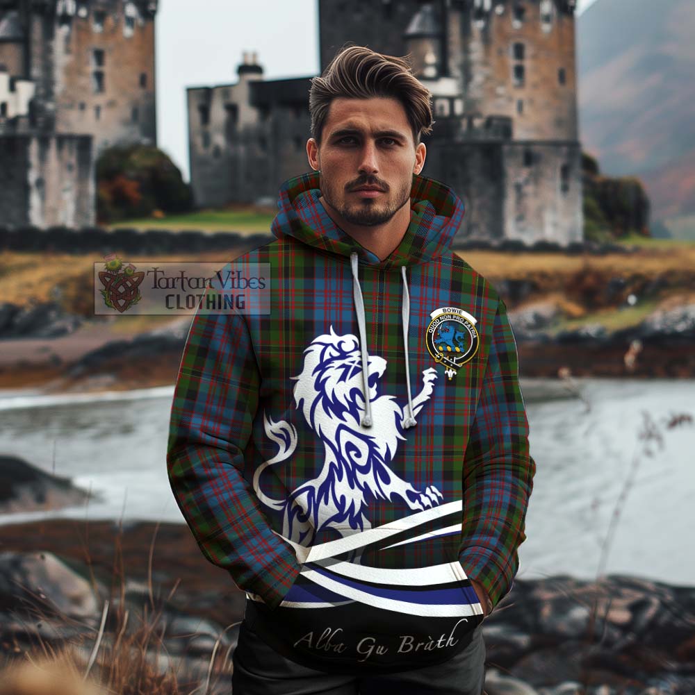 Bowie Tartan Cotton Hoodie with Alba Gu Brath Regal Lion Emblem - Tartan Vibes Clothing