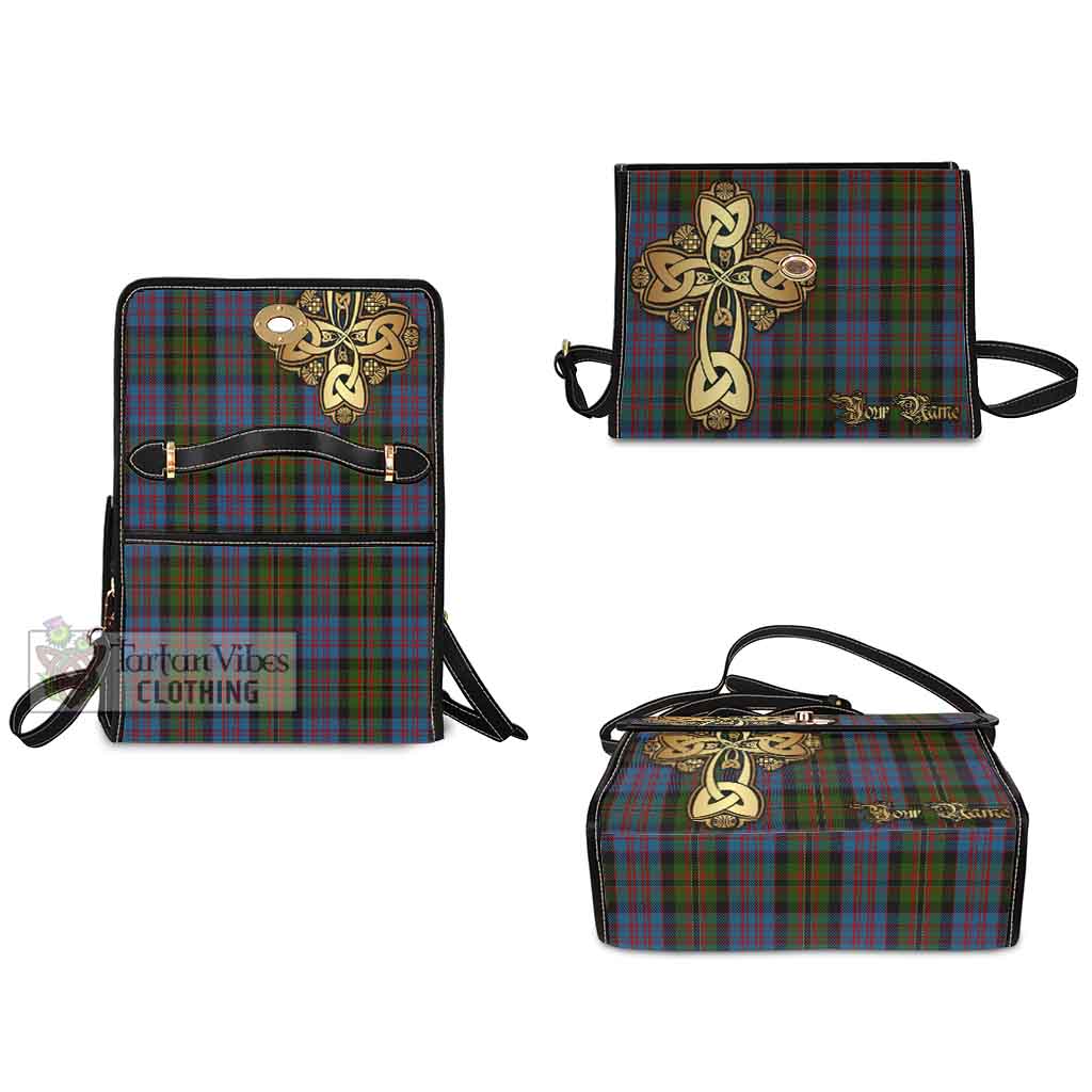 Tartan Vibes Clothing Bowie Tartan Waterproof Canvas Bag Golden Thistle Celtic Cross Style