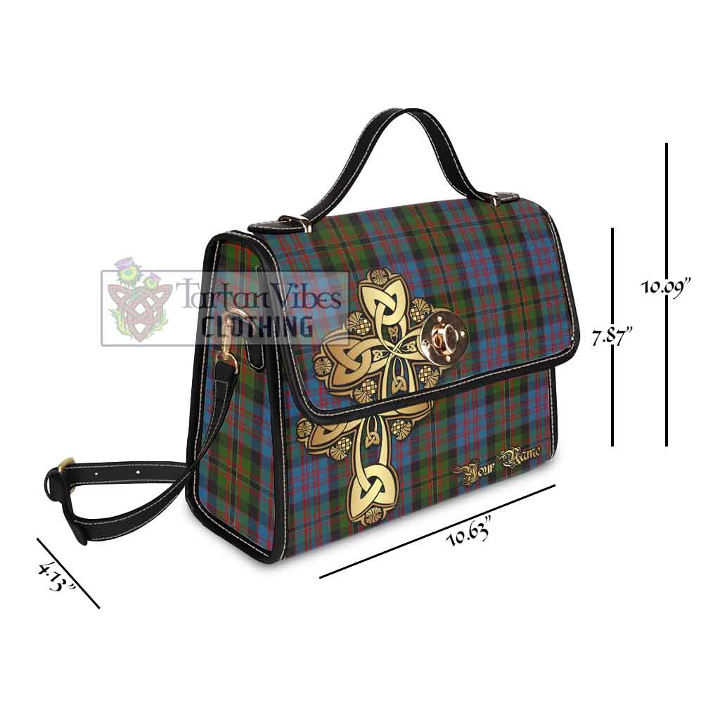 Tartan Vibes Clothing Bowie Tartan Waterproof Canvas Bag Golden Thistle Celtic Cross Style