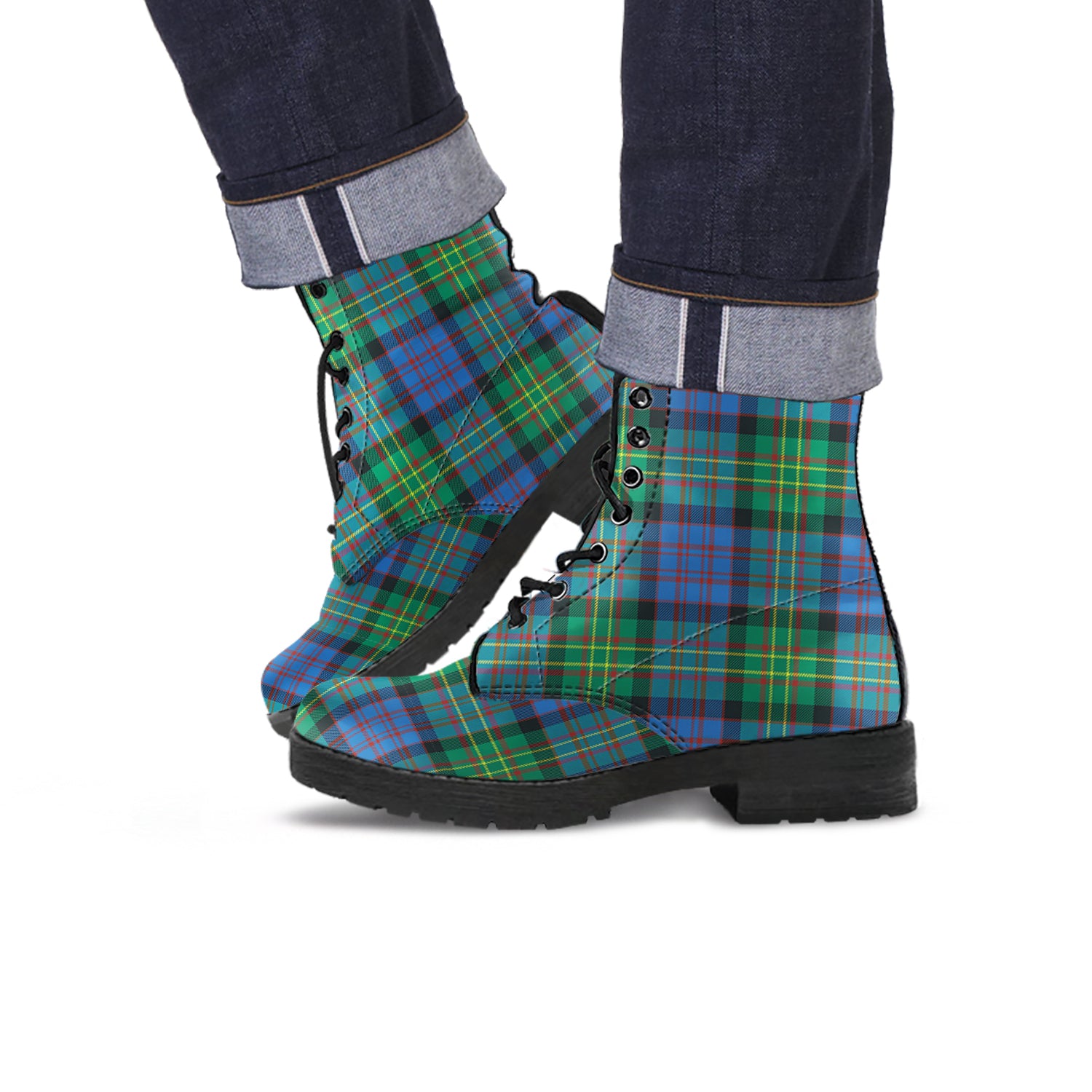 Bowie Ancient Tartan Leather Boots - Tartanvibesclothing