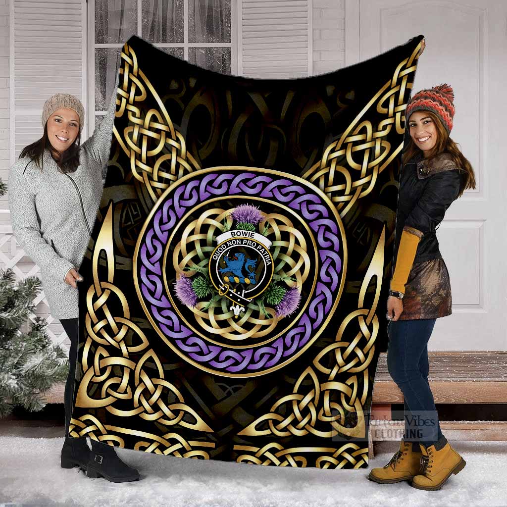 Bowie Clan Crest Blanket Celtic Scottish Thistle