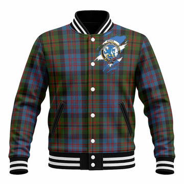 Bowie Clan Crest In Me Tartan Baseball Jacket Scotland Flag Style