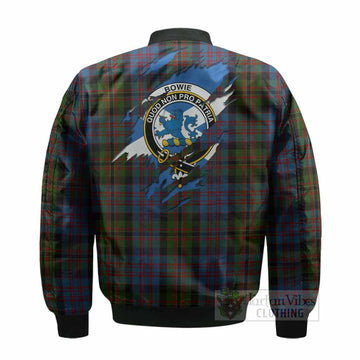 Bowie Clan Crest In Me Tartan Bomber Jacket Scotland Flag Style