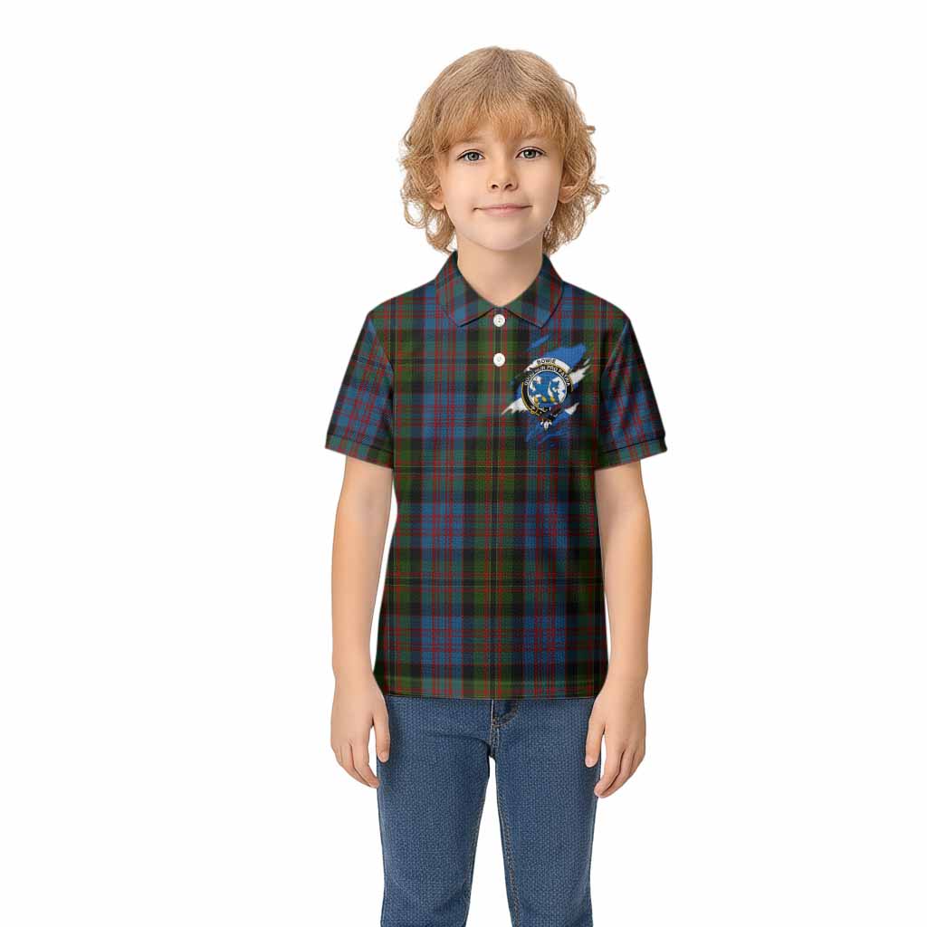 Bowie Clan Crest In Me Tartan Kid Polo Shirt Scotland Flag Style