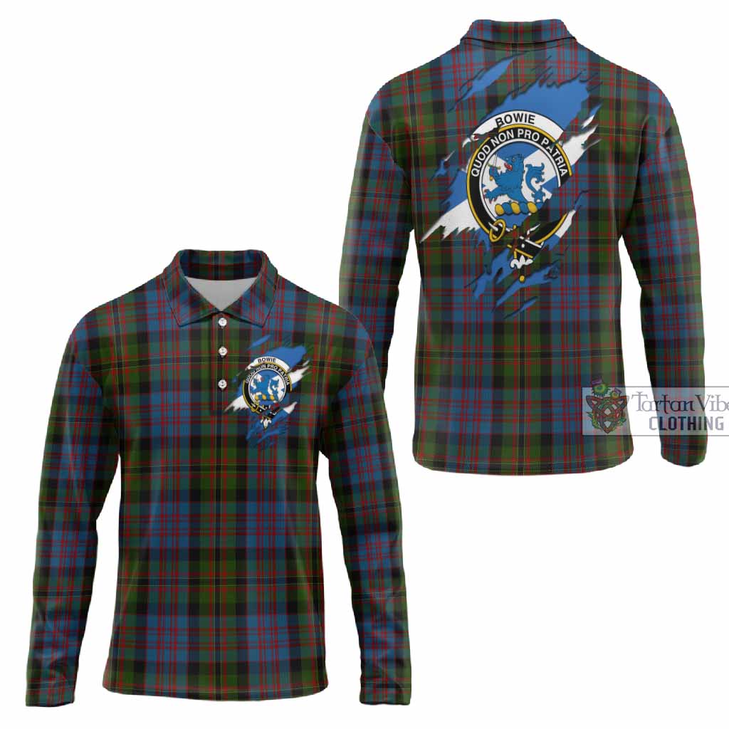 Bowie Clan Crest In Me Tartan Long Sleeve Polo Shirt Scotland Flag Style