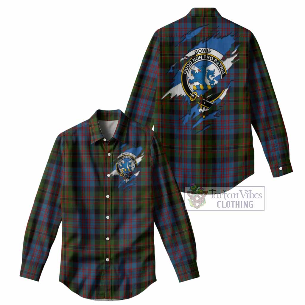 Bowie Clan Crest In Me Tartan Women Casual Shirt Scotland Flag Style