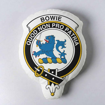 Bowie Clan Crest Shaped Throw Pillow, Scottish Clan Badge Decorative Pillow