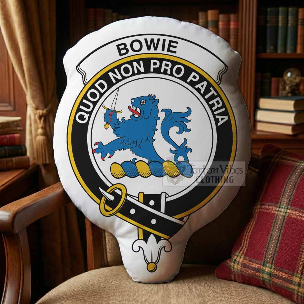 Bowie Clan Crest Shaped Throw Pillow, Scottish Clan Badge Decorative Pillow