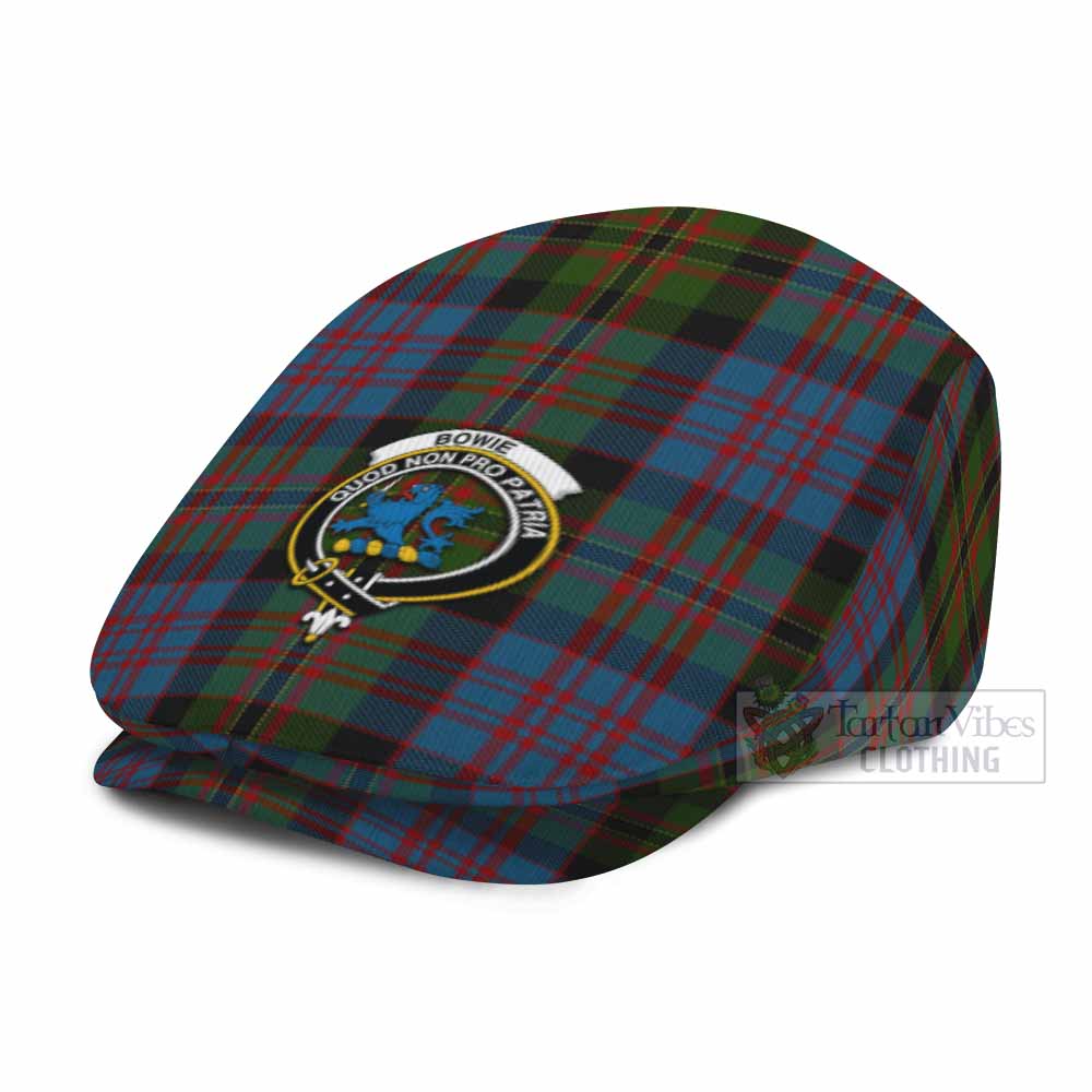 Bowie Family Crest Tartan Jeff Cap, Tartan Flat Cap