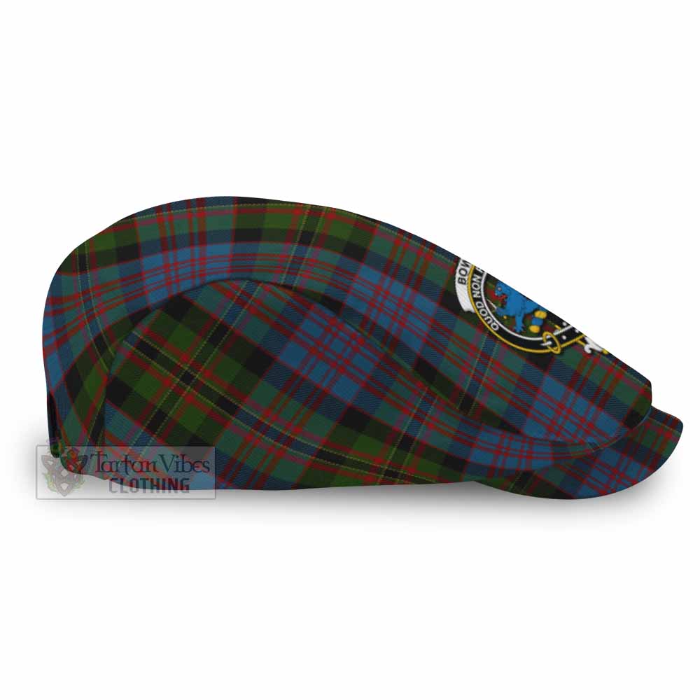 Bowie Family Crest Tartan Jeff Cap, Tartan Flat Cap