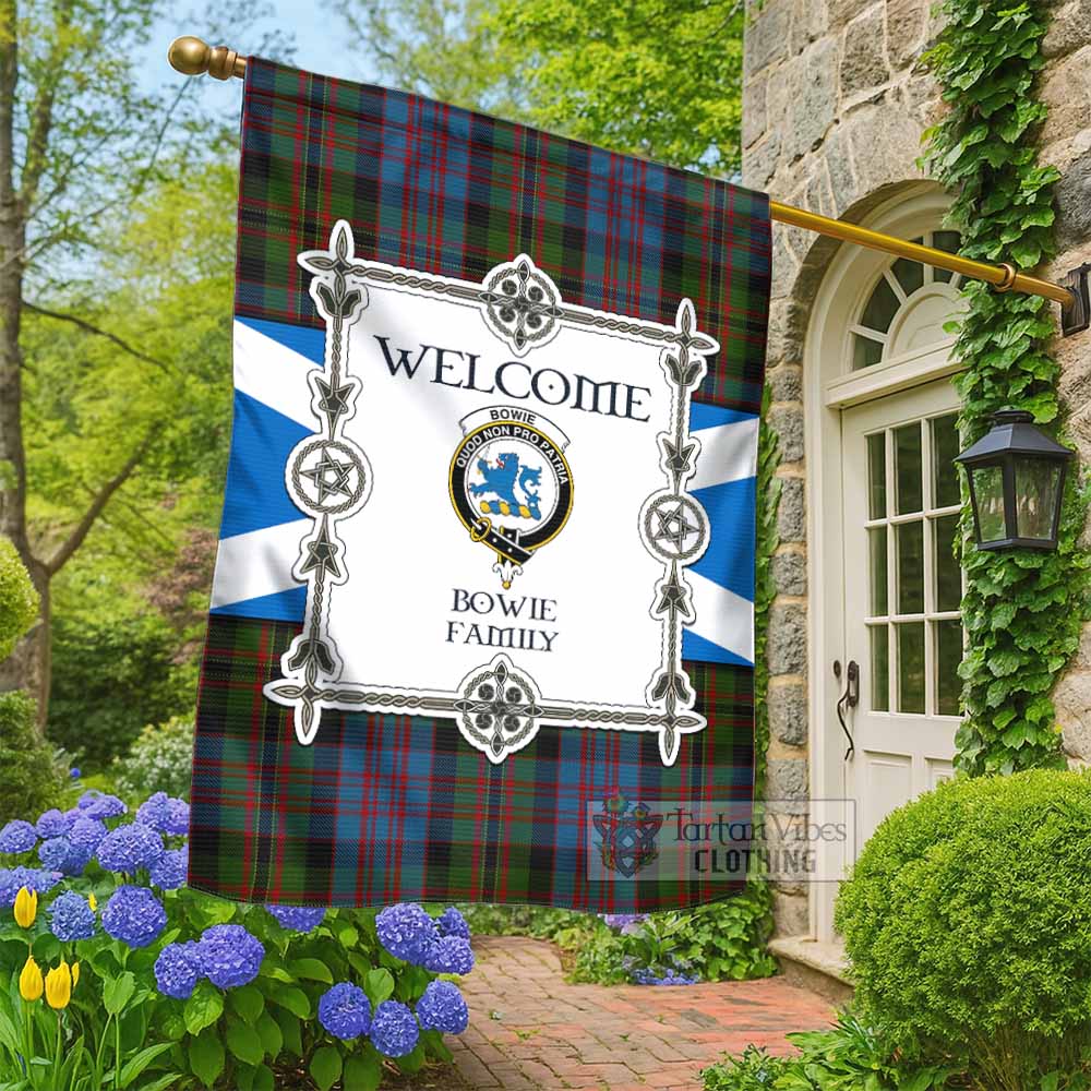 Bowie Family Crest Tartan Welcome Garden Flag Saltire Harmony Style - Tartan Vibes Clothing