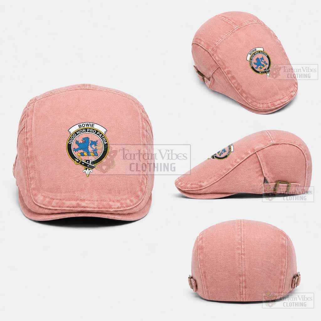 Bowie Scottish Clan Crest Washed Flat Cap - Unisex Jeff Cap One Size (Adjustable) Pink - Tartan Vibes Clothing