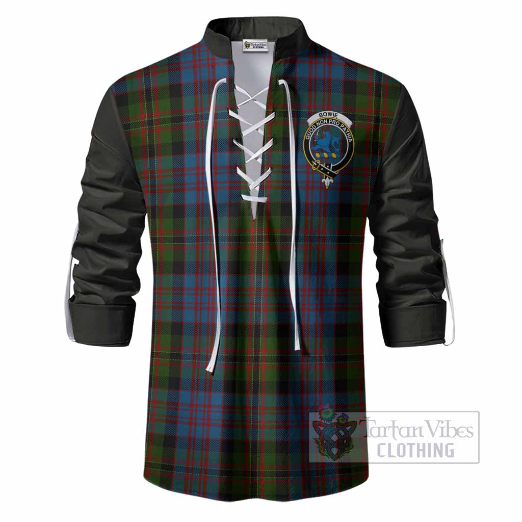 Bowie Tartan Accent Ghillie Shirt with Family Crest