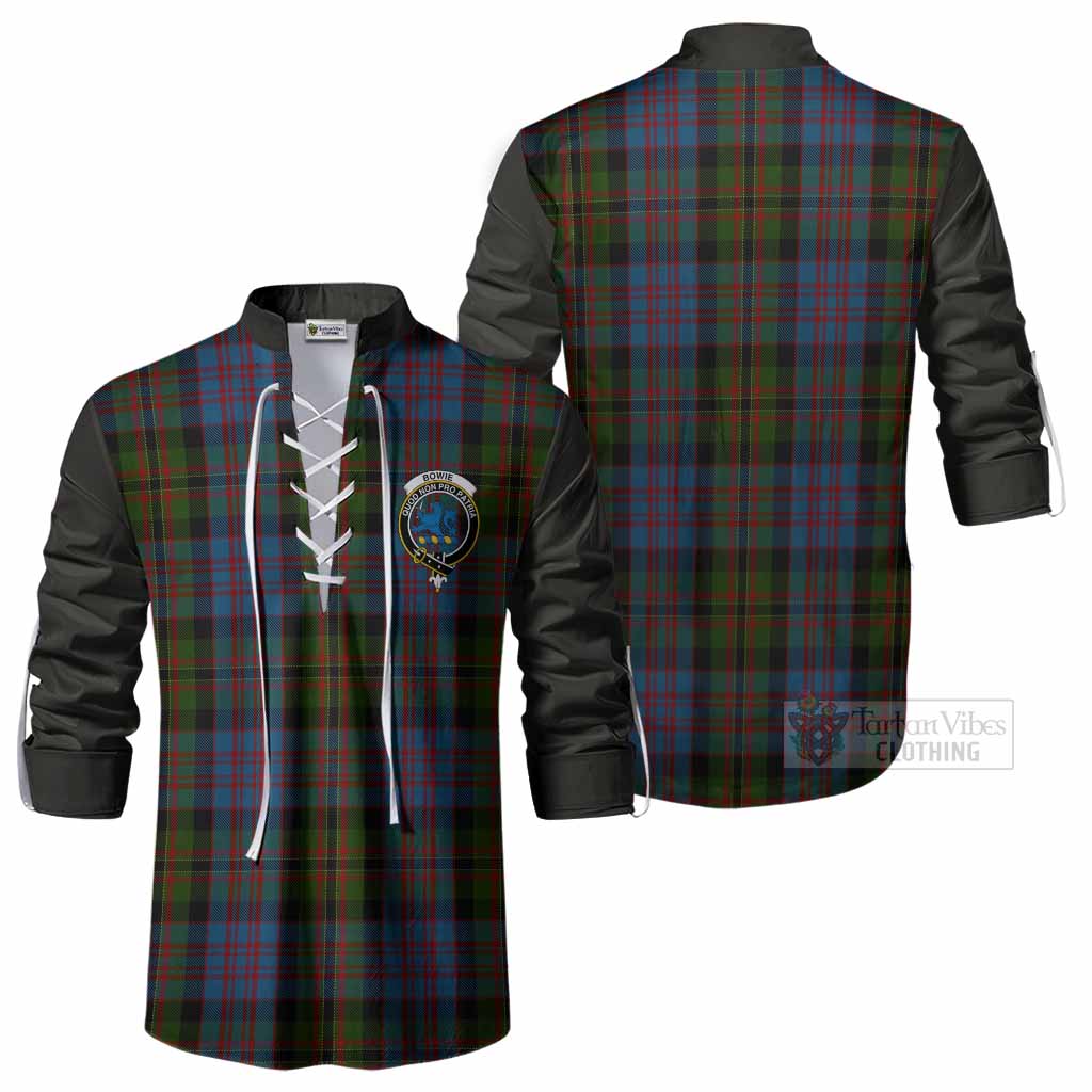 Bowie Tartan Accent Ghillie Shirt with Family Crest