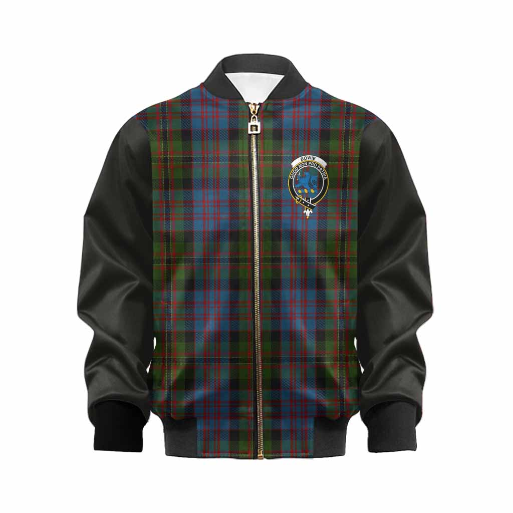Bowie Tartan Accent Kid Bomber Jacket with Family Crest