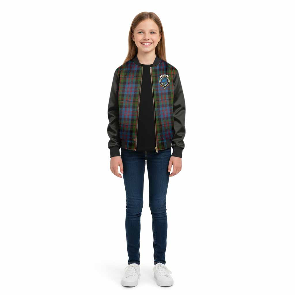 Bowie Tartan Accent Kid Bomber Jacket with Family Crest