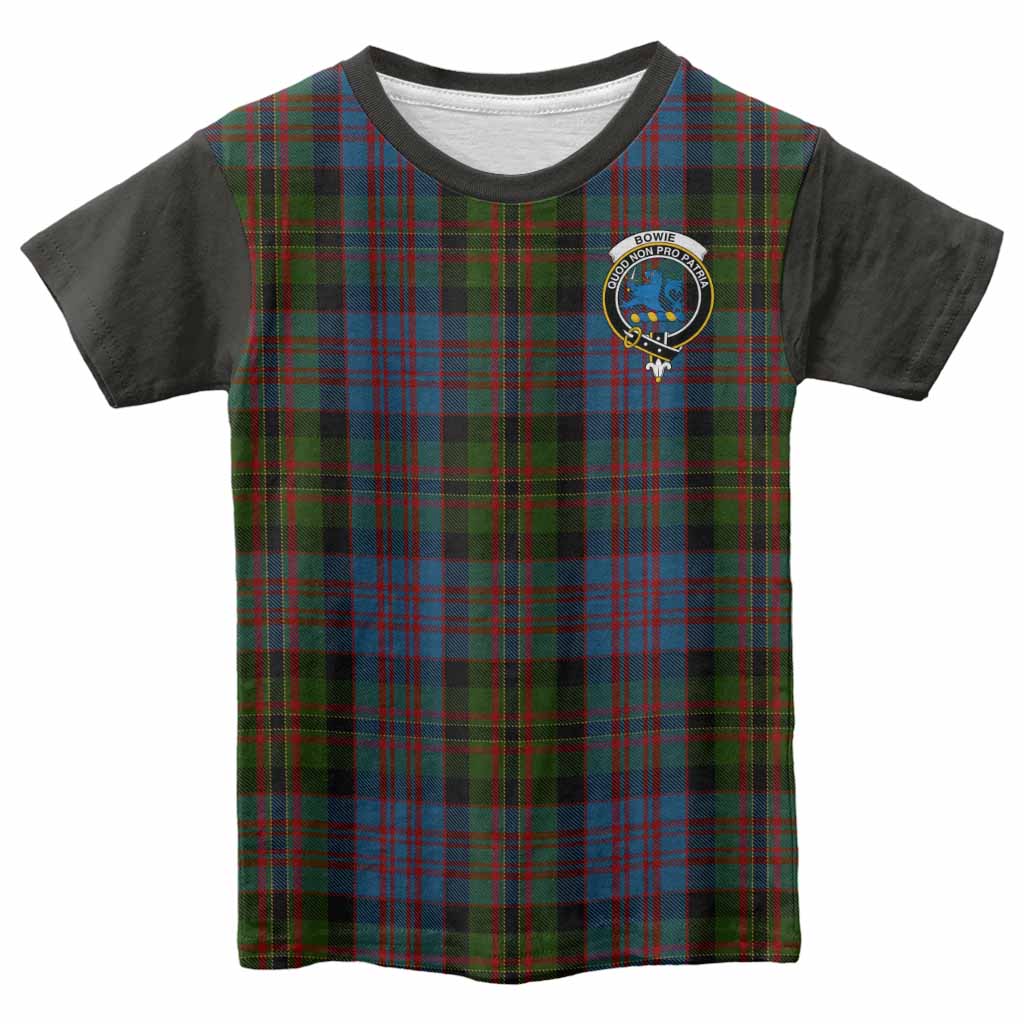 Bowie Tartan Accent Kid T-shirt with Family Crest