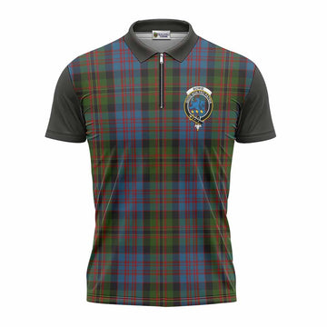 Bowie Tartan Accent Zipper Polo Shirt with Family Crest