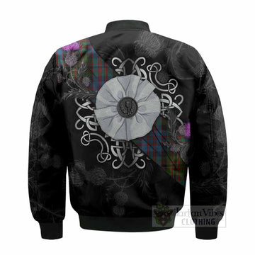 Bowie Tartan Bomber Jacket Jacobite White Rose - Tartan Vibes Clothing