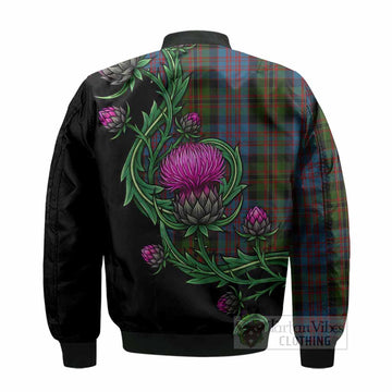 Bowie Tartan Bomber Jacket Resilient Scottish Thistle - Tartan Vibes Clothing