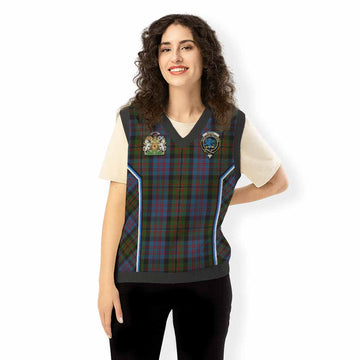 Bowie Tartan Crest Knitted V-Neck Vest Scotland Coat of Arm Flag Style