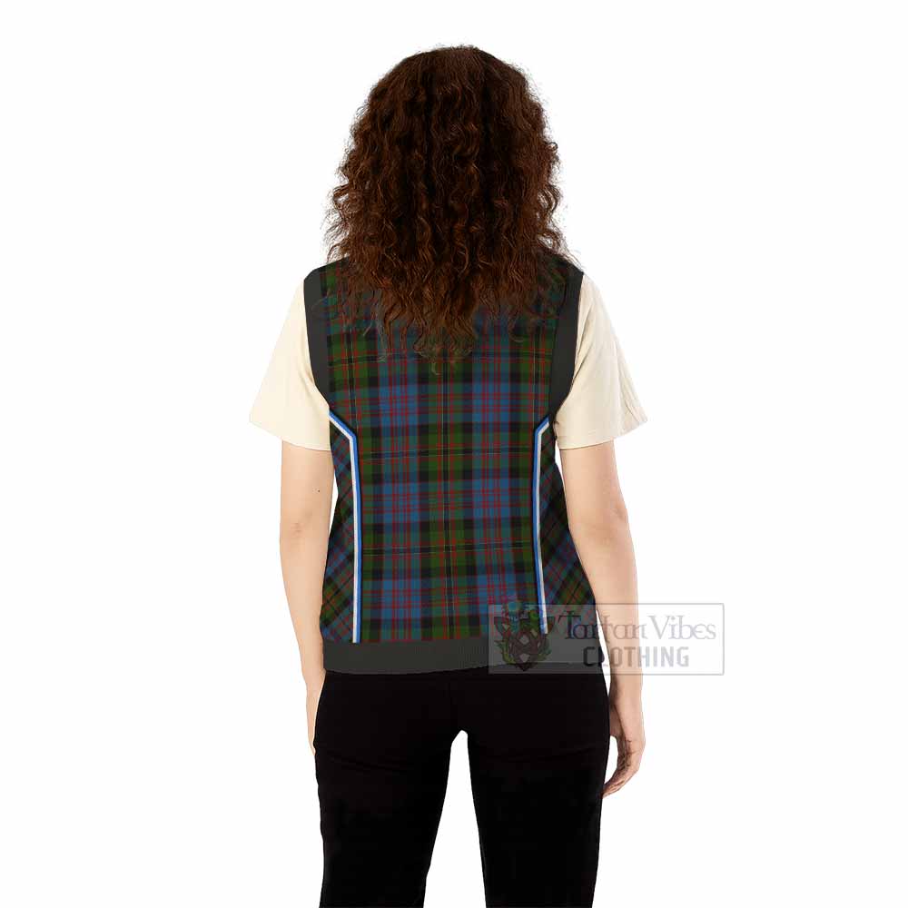 Bowie Tartan Crest Knitted V-Neck Vest Scotland Coat of Arm Flag Style - Tartan Vibes Clothing