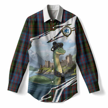 Bowie Tartan Crest Loch Ness Monster Scottish Heritage Art Women Casual Shirt