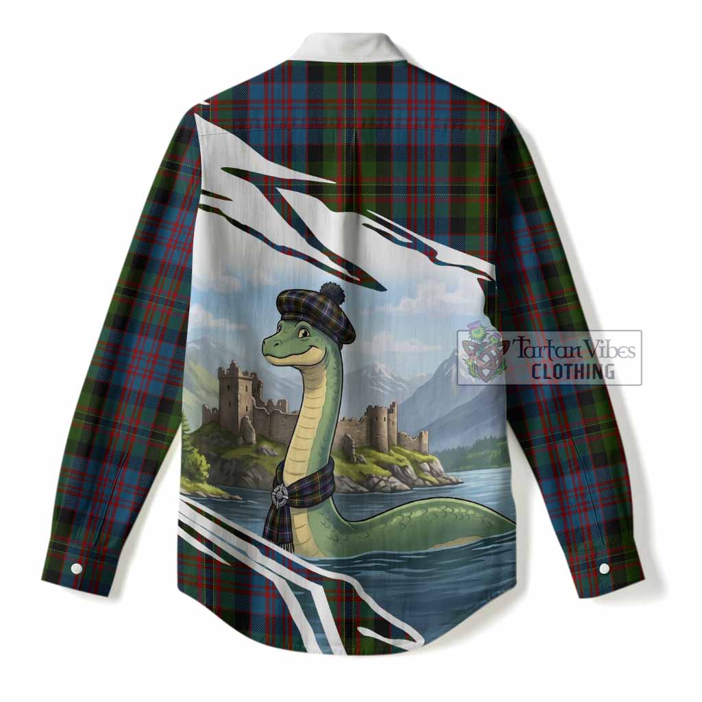 Bowie Tartan Crest Loch Ness Monster Scottish Heritage Art Women Casual Shirt