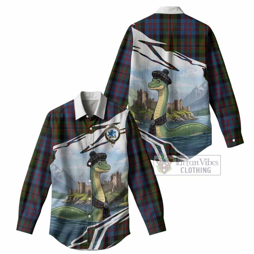 Bowie Tartan Crest Loch Ness Monster Scottish Heritage Art Women Casual Shirt