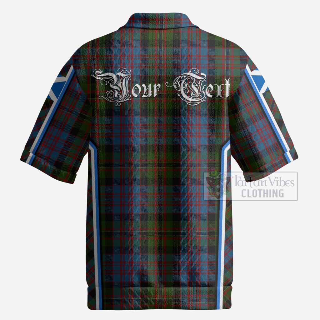 Bowie Tartan Crest Men’s Polo Sweater Top Scotland Coat of Arm Flag Style