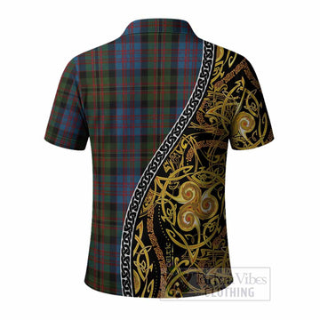 Bowie Tartan Crest Polo Shirt Celtic Knot and Triple Trickle Spiral Symbols