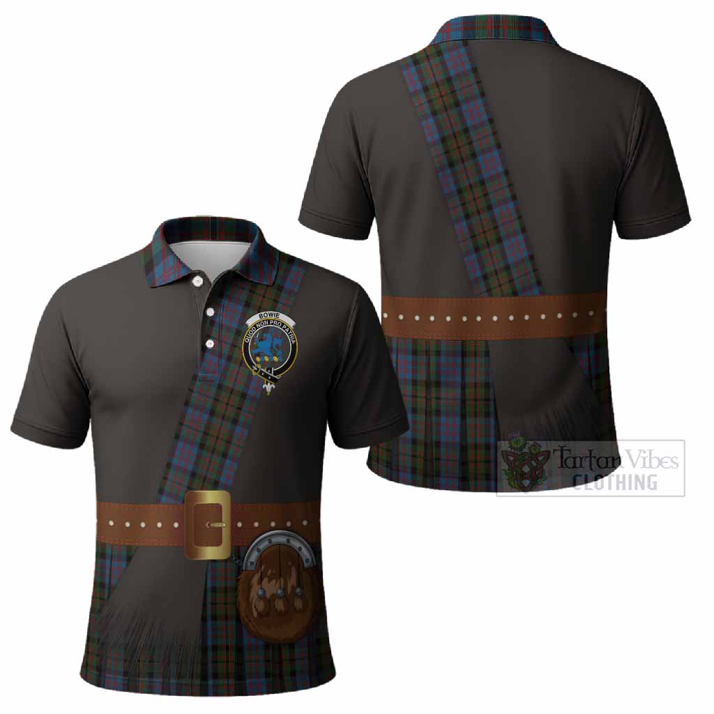 Bowie Tartan Crest Polo Shirt Kilt Costume Style