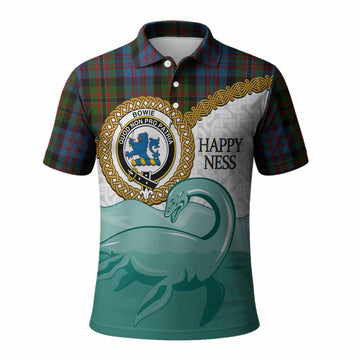 Bowie Tartan Crest Scottish Loch Ness Monster Polo Shirt Happy Ness Scotland Celtic Knot