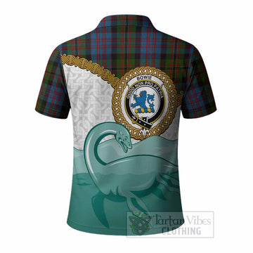 Bowie Tartan Crest Scottish Loch Ness Monster Polo Shirt Happy Ness Scotland Celtic Knot