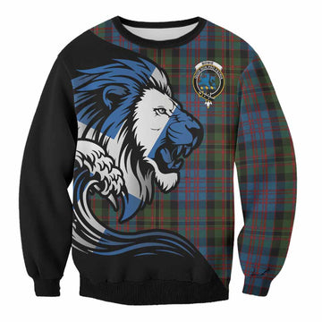 Bowie Tartan Crest Sweatshirt Scottish Golden Lions Wave Flow